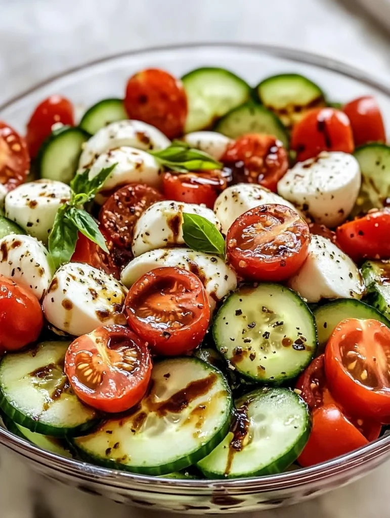 Fresh, simple, and oh-so-delicious. A single serving of this cucumber mozzarella salad hits all the right notes