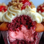 Epic Red Velvet Berry Crunch Cupcakes (Stuffed!)